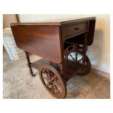 Drop Leaf Tea Cart With Removable Tray and Drawer