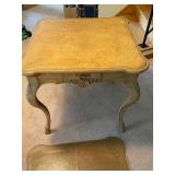 Vintage Ornate Single Drawer Wooden Table With Inlay Top and Cover