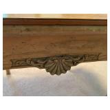 Vintage Ornate Single Drawer Wooden Table With Inlay Top and Cover