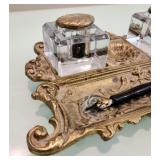 Ornate Brass Inkwell