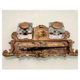 Ornate Brass Inkwell