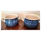 Blue Ceramic Polish Crocks