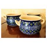 Blue Ceramic Polish Crocks