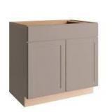 Hampton Bay Courtland Shaker Assembled 36 in. x 34.5 in. x 24 in. Stock Base Kitchen Cabinet in Sterling Gray Finish