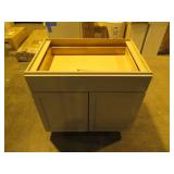 Hampton Bay Courtland Shaker Assembled 36 in. x 34.5 in. x 24 in. Stock Base Kitchen Cabinet in Sterling Gray Finish