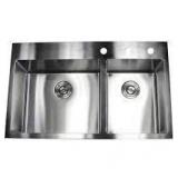 Drop-in Top Mount 16-Gauge Stainless Steel 36 in. x 22 in. x 10 in. 60/40 Offset Double Bowl Kitchen Sink