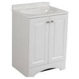 24.50 in. W Bath Vanity in White with Cultured Marble Vanity Top in White with White Basin