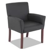 Alera Reception Lounge 600 Series Guest Chair, 26.8 x 27.2 x 35.8, Black Seat/back, Mahogany Base