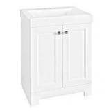 Shaila 24.5 in. W Bath Vanity in White with Cultured Marble Vanity Top in White with White Basin