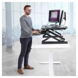 Seville Classics airLIFT PRO 35.4" Electric Sit-Stand Desk Riser with USB Charging Port & Tablet Slot