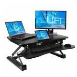 Seville Classics airLIFT PRO 35.4" Electric Sit-Stand Desk Riser with USB Charging Port & Tablet Slot