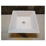 Flat Square Bathroom Ceramic Vessel Sink Art Basin in White