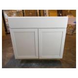 Courtland Shaker Assembled 36 in. x 34.5 in. x 24 in. Stock Base Kitchen Cabinet in Polar White Finish