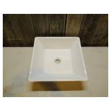 Glossy Ceramic 16-3/8 in. Square Bathroom Vessel Sink in White