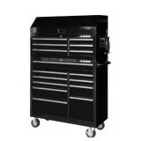 HUSKY 41 in. x 24.5 in D 16-Drawer Gloss Black Tool Chest and Cabinet Combo