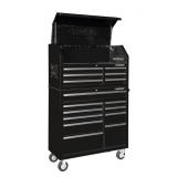 HUSKY 41 in. x 24.5 in D 16-Drawer Gloss Black Tool Chest and Cabinet Combo