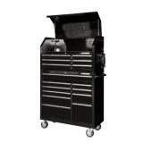 HUSKY 41 in. x 24.5 in D 16-Drawer Gloss Black Tool Chest and Cabinet Combo