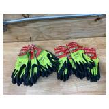 MILWAUKEE Lot of 10- High Visibility Level 4 Cut Resistant Polyurethane Dipped Work Gloves( 5 Large and 5 XL)