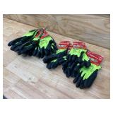 MILWAUKEE Lot of 10- High Visibility Level 4 Cut Resistant Polyurethane Dipped Work Gloves( 5 Large and 5 XL)
