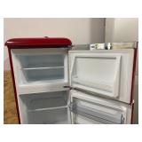 GALANZ 7.6 cu.ft. Retro Mini Refrigerator with Dual Door and True Freezer in Red