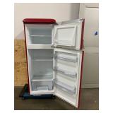 GALANZ 7.6 cu.ft. Retro Mini Refrigerator with Dual Door and True Freezer in Red