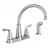 MOEN Brecklyn 2-Handle Standard Kitchen Faucet with Side Sprayer in Spot Resist Stainless