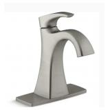 KOHLER Maxton Brushed Nickel 1-Handle 4-in Centerset WaterSense Bathroom Sink Faucet with Drain and Deck Plate