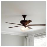 HAMPTON BAY Campbell 52 in. LED Indoor Mediterranean Bronze Ceiling Fan with Light Kit and Remote Control