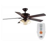 HAMPTON BAY Campbell 52 in. LED Indoor Mediterranean Bronze Ceiling Fan with Light Kit and Remote Control