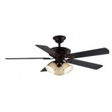 HAMPTON BAY Campbell 52 in. LED Indoor Mediterranean Bronze Ceiling Fan with Light Kit and Remote Control