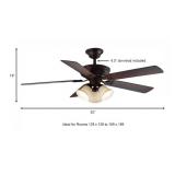 HAMPTON BAY Campbell 52 in. LED Indoor Mediterranean Bronze Ceiling Fan with Light Kit and Remote Control