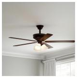 HAMPTON BAY Campbell 52 in. LED Indoor Mediterranean Bronze Ceiling Fan with Light Kit and Remote Control