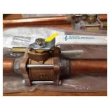 Lot of (5) Beacon Medical Gas 1-1/4" Brass / Copper Shut Off Valves