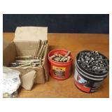 Lot of 5/8" Bolts (6" & 3") and Bucket of 1/2" & 7/16" Bolts