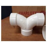 Lot of (8) 3" Double 90° PVC DWV Fittings
