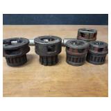 Toledo No 11 Threader w/ (5) RIDGID & Toledo Dies 1-1/4", (2) 1", 3/4" & 3/8"