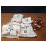 NIBCO PressSystem Copper Fittings - (4) 2" x  1-1/2" x 3/4", (1) 2" x 2" x 1/2", (1) 2" x 1-1/2" x 1-1/2", (1) 2" x 2" x 3/4", (1) 2" x 1-1/4" x 1-1/4" Reducing Tees