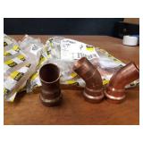 VIEGA ProPress Copper Fittings - (25) 1" x 1" x 1/2" Reducing Tees &  (19) 1" 45° Elbows (FTG x P)