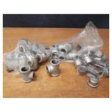 Lot of (46) Steel Pipe Fittings - (8) 1" Tees, (16) 1" x 1" x 1/2" Reducing Tees, (22) 1" Caps