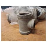 Lot of (46) Steel Pipe Fittings - (8) 1" Tees, (16) 1" x 1" x 1/2" Reducing Tees, (22) 1" Caps