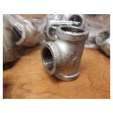 Lot of (46) Steel Pipe Fittings - (8) 1" Tees, (16) 1" x 1" x 1/2" Reducing Tees, (22) 1" Caps