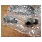 Lot of (48) Steel Pipe Fittings - (24) 1" Plugs, (2) 3/4" Street Elbows, (13) 1" Bushings, (7) 1" x 1" x 1/2" Tees, (2) 1" Unions