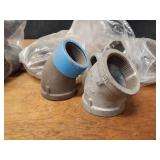 Lot of (23) Steel Pipe Fittings - (7) 2" Couplers, (5) 2" 45° Street Elbows, (5) 2" 90° Elbows, (6) 2" 45° Elbows
