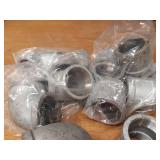 Lot of (23) Steel Pipe Fittings - (7) 2" Couplers, (5) 2" 45° Street Elbows, (5) 2" 90° Elbows, (6) 2" 45° Elbows