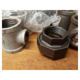 Lot of (18) Steel Pipe Fittings - (4) 2" x 3/4" x 2" Tees, (8) 2" x 1" x 2" Tees, (1) 2" Union, (5) 2" x 1-1/4" x 2" Tees