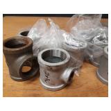 Lot of (18) Steel Pipe Fittings - (4) 2" x 3/4" x 2" Tees, (8) 2" x 1" x 2" Tees, (1) 2" Union, (5) 2" x 1-1/4" x 2" Tees