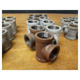 Lot of (36) Steel Pipe Reducer Tees - (11) 1-1/2" x 1/2" x 1-1/2", (9) 1-1/2" x 1-1/4" x 1-1/2", (9) 1-1/2" x 3/4" x 1-1/2", (7) 1-1/2" x 1" x 1-1/2"