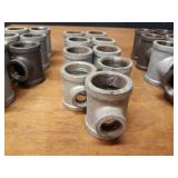 Lot of (36) Steel Pipe Reducer Tees - (11) 1-1/2" x 1/2" x 1-1/2", (9) 1-1/2" x 1-1/4" x 1-1/2", (9) 1-1/2" x 3/4" x 1-1/2", (7) 1-1/2" x 1" x 1-1/2"