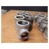 Lot of (36) Steel Pipe Reducer Tees - (11) 1-1/2" x 1/2" x 1-1/2", (9) 1-1/2" x 1-1/4" x 1-1/2", (9) 1-1/2" x 3/4" x 1-1/2", (7) 1-1/2" x 1" x 1-1/2"