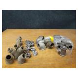 Lot of (35) Steel Pipe Fittings - (9) 1-1/4" x 3/4" x 1-1/4" Tees, (7) 1-1/2" x 1-1/4" 90° Elbows, (9) 1-1/4" 45° Street Elbows, (10) 1-1/4" Bushings